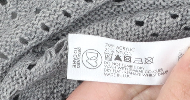 Debenhams Women’s Grey Open-Knit Cardigan Size 10