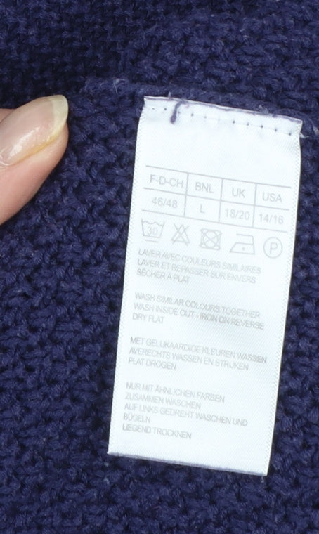 Damart Women's Blue L Chunky Knit Pullover Jumper