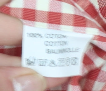 OldRiver Men's Red Check Long Sleeve Cotton Button-Up Shirt L