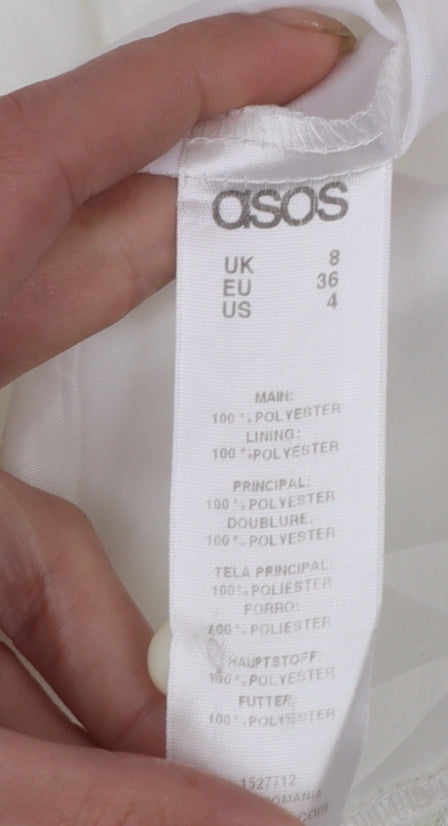 ASOS Petite Women’s White Size 8 Skater Dress Sleeveless Party