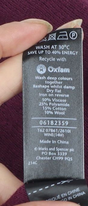 Marks and Spencer Women’s Purple Knit Ruffle Fit & Flare Dress Size 14