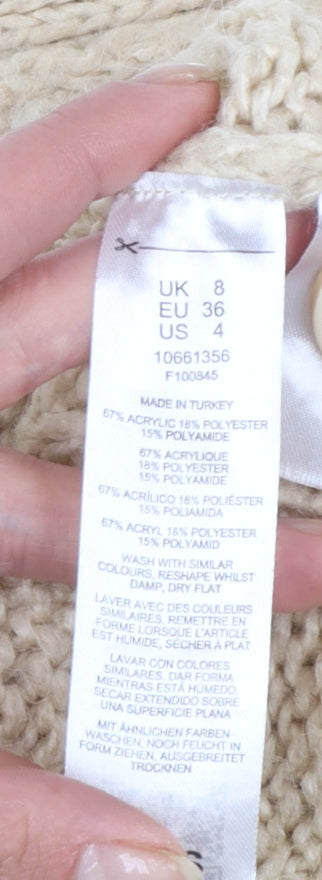 ASOS Design Women's Beige Cable-Knit V-Neck Cardigan UK 8