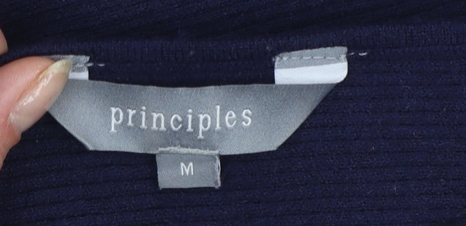 Principles Women Blue Boat Neck Relaxed Fit Knit Jumper M