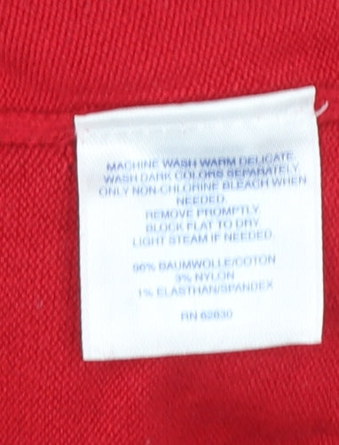 Lands' End Women's Red Short Sleeve Cotton Knit Jumper L Petite