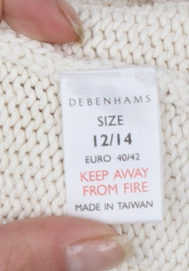 Debenhams Women’s Ivory Cable-Knit Cotton Jumper Size 12-14