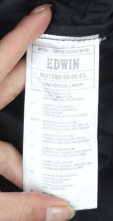 Edwin Men’s Black Quilted Nylon Zip Jacket Size M Casual