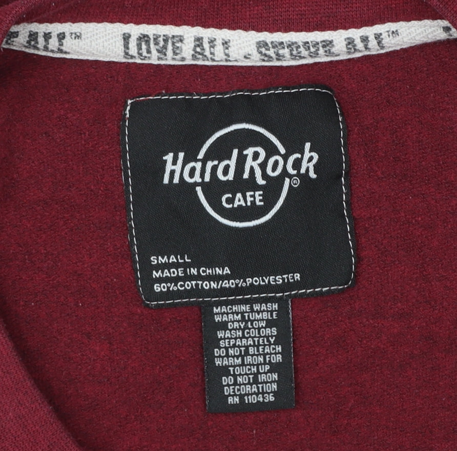 Hard Rock Cafe Womens Red Pullover Sweatshirt Small Cotton Blend