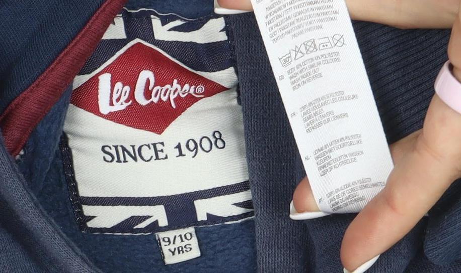 Lee Cooper Boys Blue Colourblock Pullover Hoodie 9-10 Years