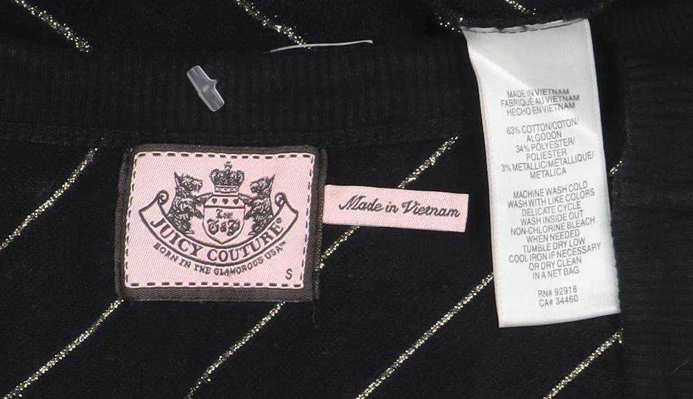 Juicy Couture Womens Black Striped Short Sleeve V-Neck Knit Top S
