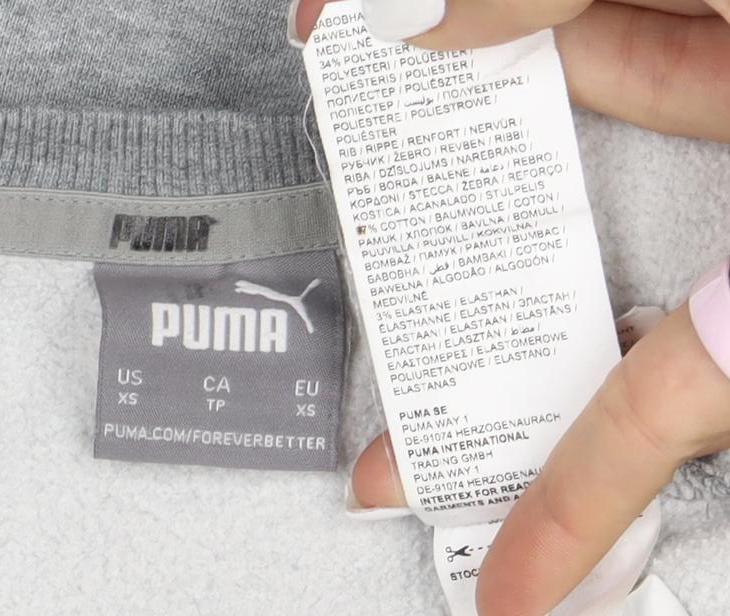 Puma Womens Grey XS Crew Neck Sweatshirt with Logo Print