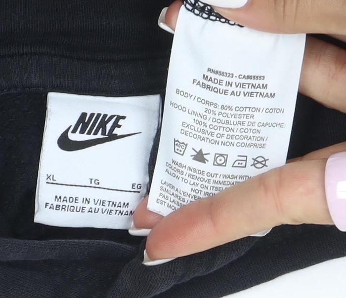 Nike Womens Black Pullover Hoodie XL Cotton Blend Logo Print