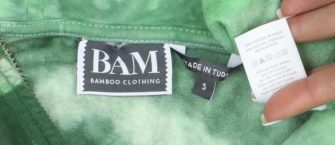 BAM Women’s Green Tie-Dye 1/2 Zip Sweatshirt Size S Organic Cotton Blend