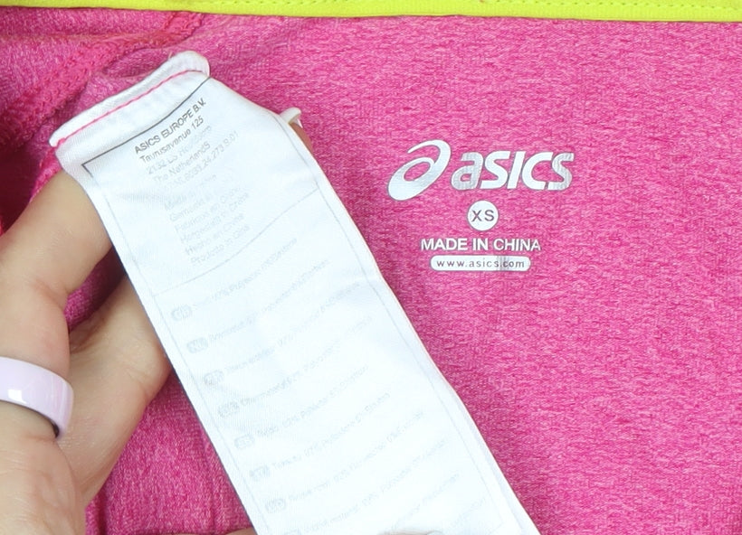 Asics Women Pink XS 1/2 Zip Hooded Pullover Hoodie