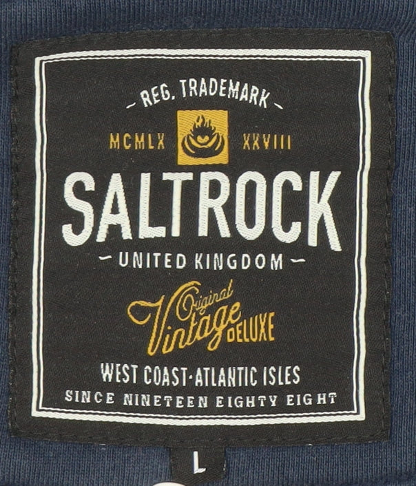 Saltrock Mens Blue Full Zip Hoodie L Cotton Blend Fleece Outdoor