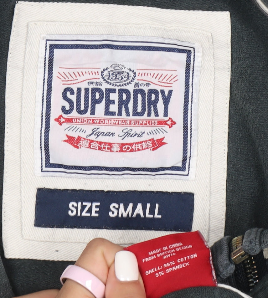 Superdry Womens Black Small Full Zip Hoodie Cotton Blend