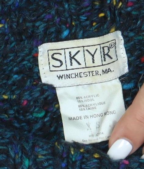 SKYR Men's Blue Cable-Knit Wool Blend Pullover Jumper XS