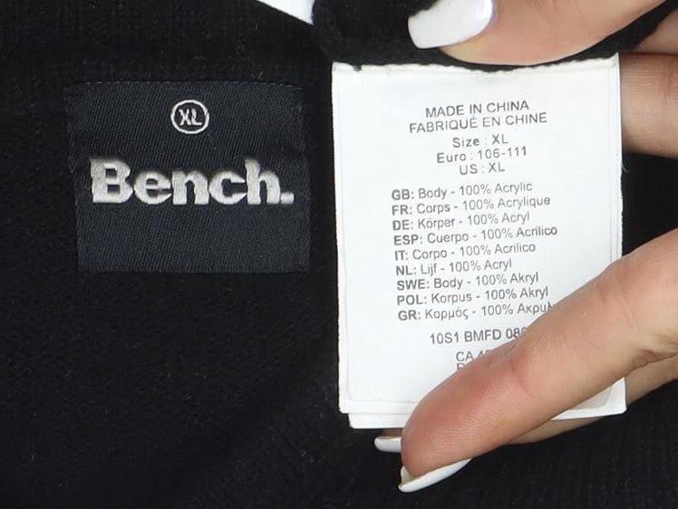 Bench Men's Black XL Full Zip Roll Neck Jumper