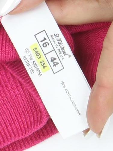 Marks & Spencer Women’s Pink Acrylic Crew Neck Jumper Size 16