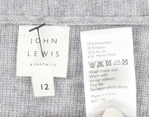 John Lewis Womens Grey Long Sleeve Open Knit Cardigan Size 12