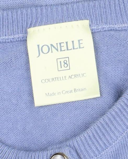 Jonelle Women's Blue Acrylic Crew Neck Cardigan Size 18