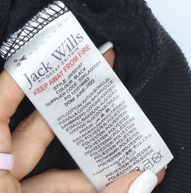 Jack Wills Boys Black Pullover Hoodie 12-13 Years with Zip Pockets