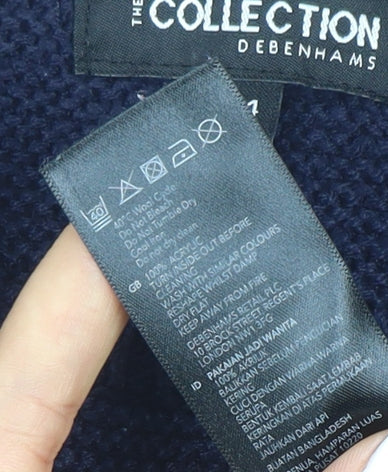 Debenhams Women Blue Cotton Chunky Knit Crew Neck Jumper Size 14
