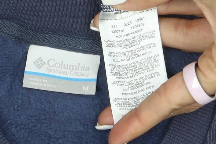 Columbia Women Navy Blue M Pullover Sweatshirt Crew Neck Cotton Blend