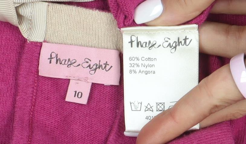 Phase Eight Women's Pink Bow Back Knit Jumper Size 10