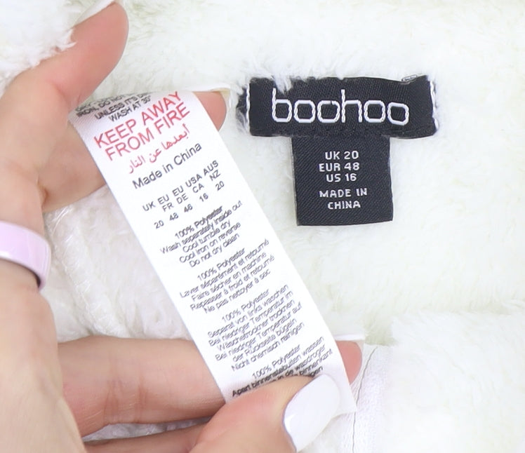 Boohoo Women’s White 1/4 Zip Fleece Hoodie UK 20