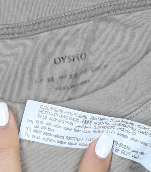 Oysho Women Beige Relaxed Fit Pullover Sweatshirt Size M Cotton Blend