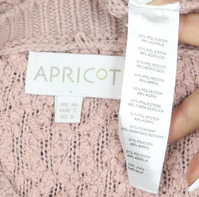 Apricot Womens Pink Crew Neck Chunky Knit Jumper Size 10