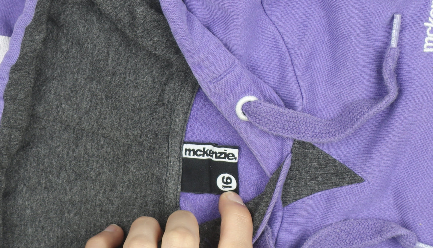 McKenzie Women Purple Hoodie Size L Pullover Logo Hooded Sweatshirt