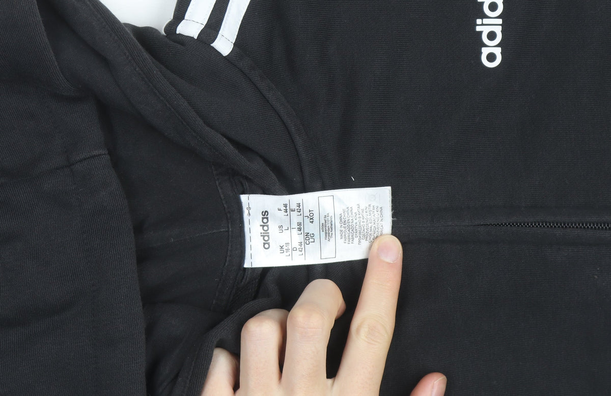 adidas Boys Black Full Zip Hoodie 14 Years Fleece Sports Jacket