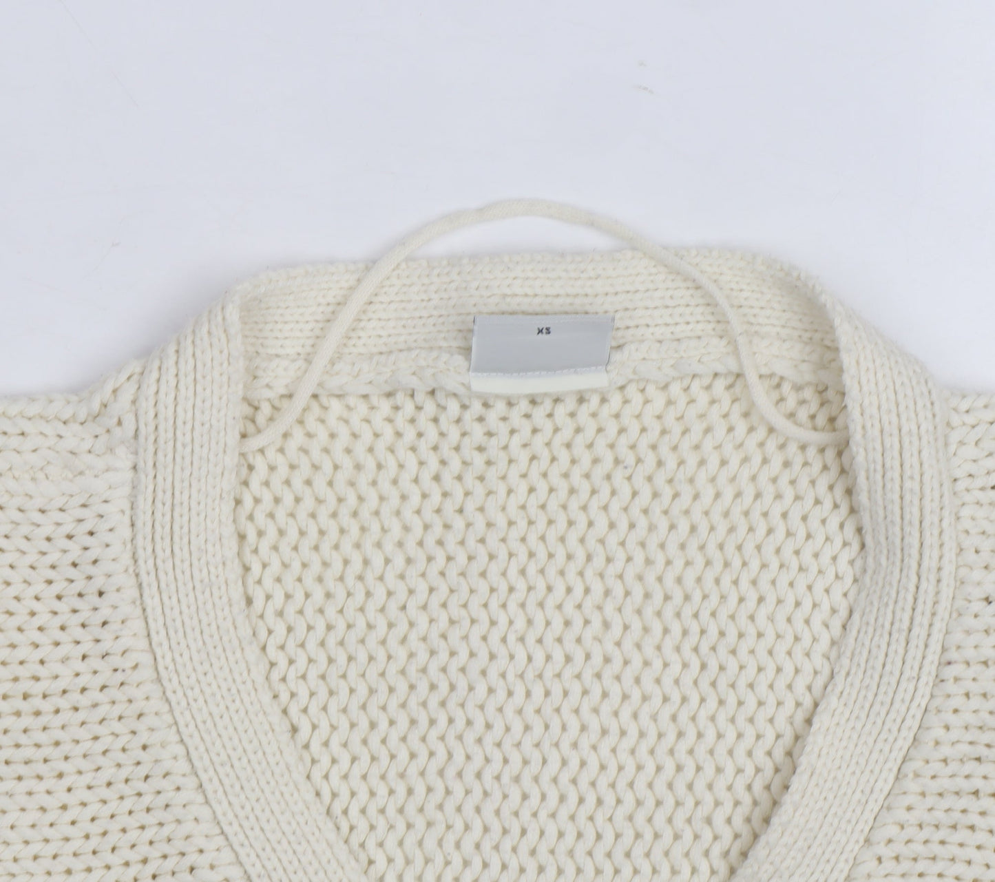 Noisy May Women Ivory Chunky Knit V-Neck Pullover Jumper XS