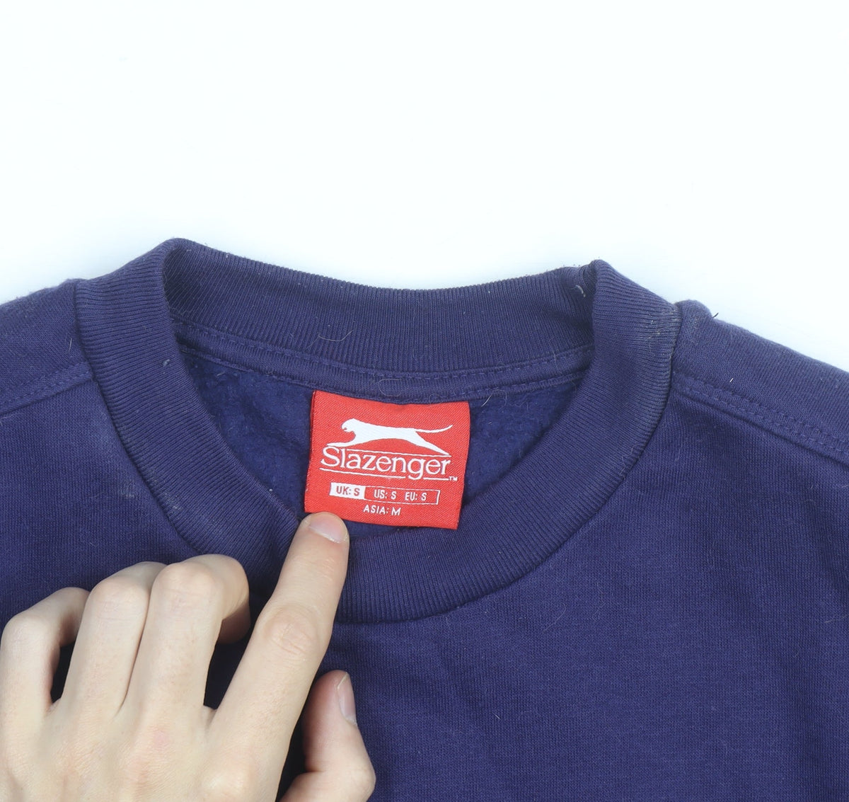 Slazenger Men Blue Small Pullover Sweatshirt Crew Neck Fleece