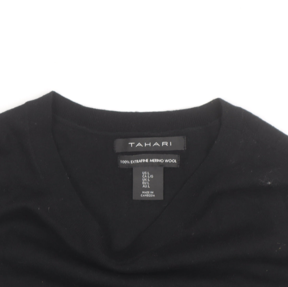 Tahari Womens Black Extrafine Merino Wool Sleeveless Jumper Size L
