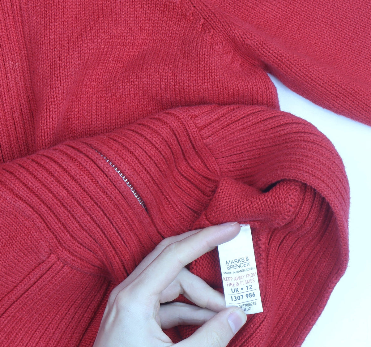 Marks & Spencer Women's Red Full Zip Roll Neck Jumper Size 12