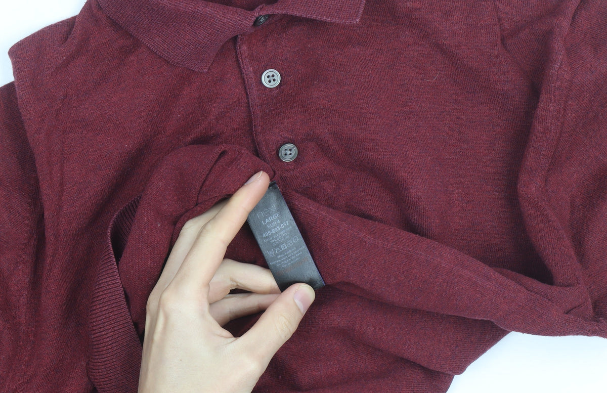 Next Men's Red Long Sleeve Cotton Blend Collared Shirt Size L