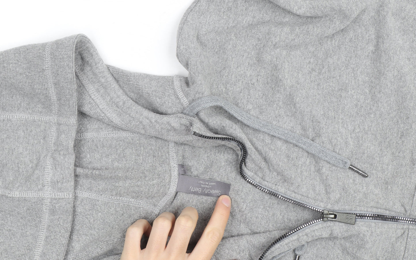 Sweaty Betty Women Grey Full Zip Hoodie Size S Cotton Blend