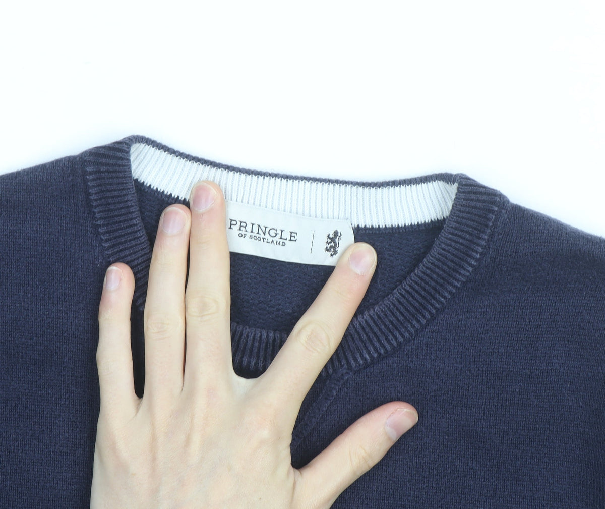 Pringle of Scotland Men's Blue Cotton Crew Neck Jumper Size M