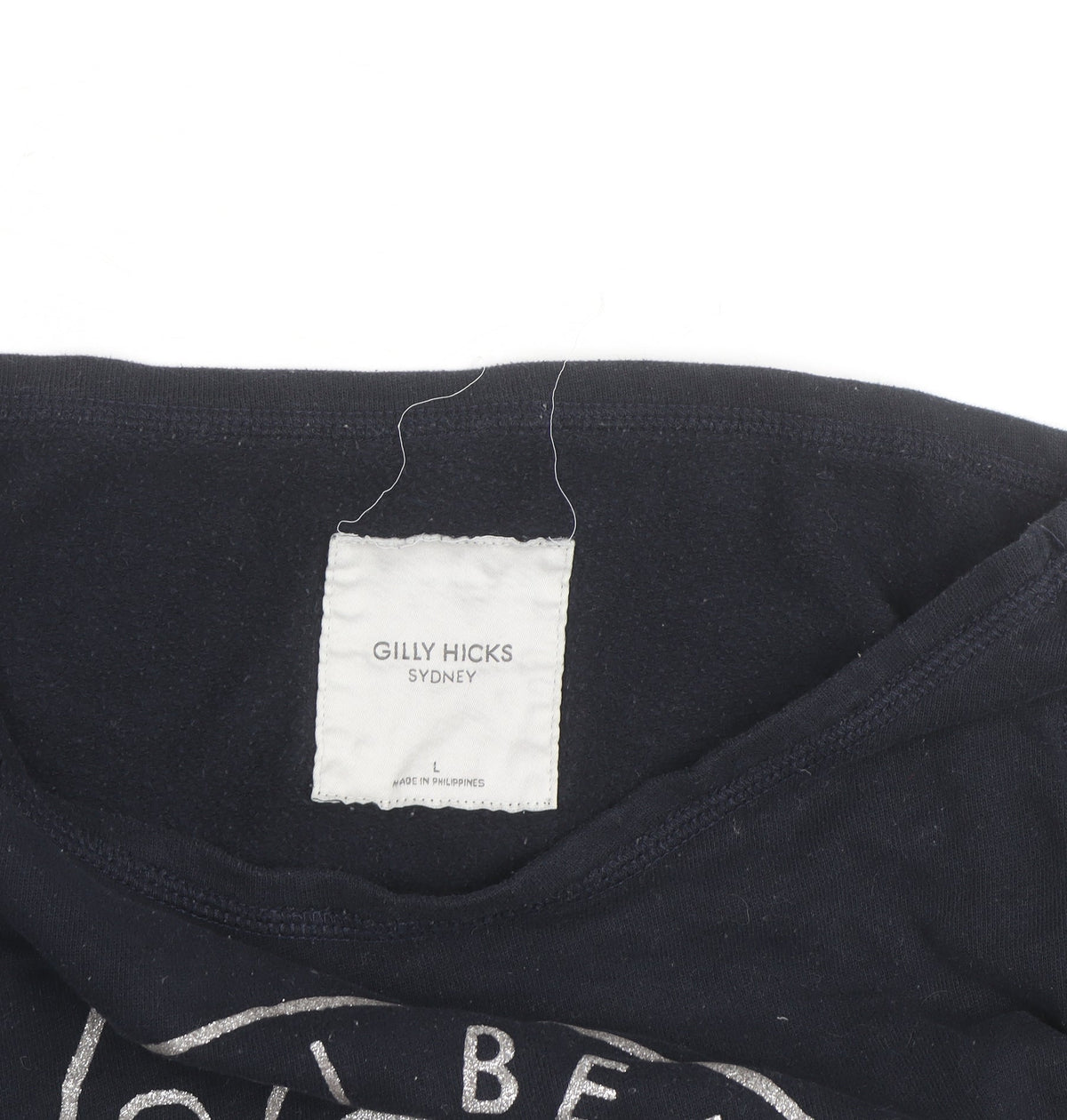 Gilly Hicks Womens Navy Blue Long Sleeve Pullover Sweatshirt L Bondi Beach Club