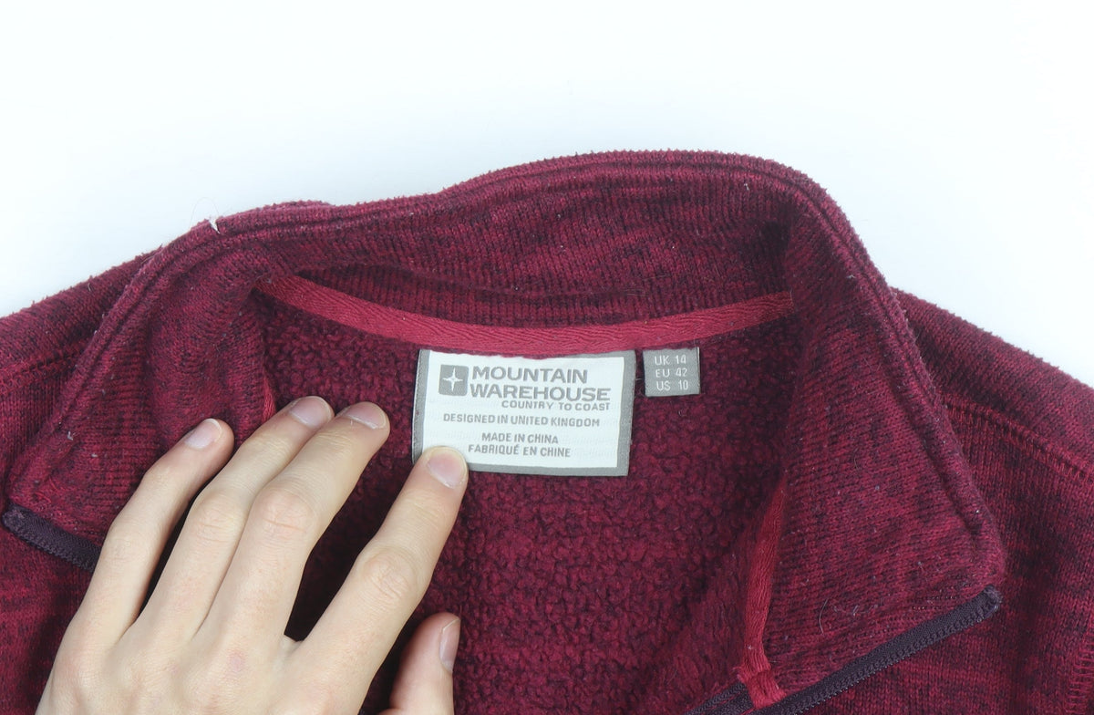 Mountain Warehouse Women Burgundy 1/2 Zip Fleece Pullover UK 14