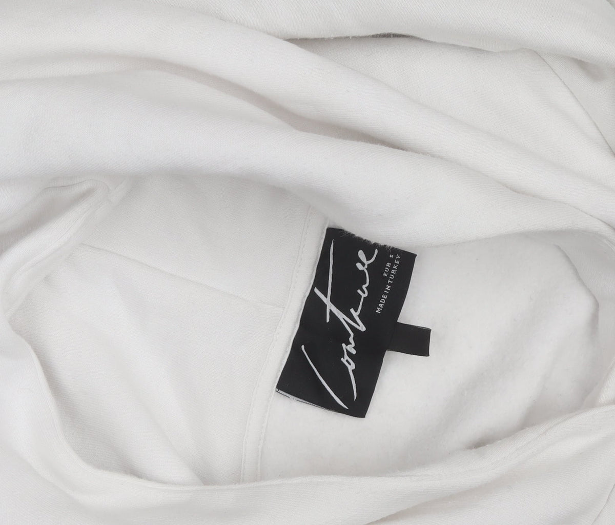 Couture Club Men's White Pullover Hoodie S Graphic Embroidered
