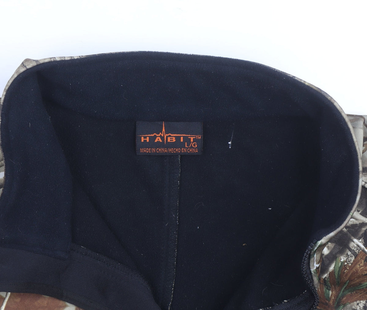 Habit Men's Black Camo Fleece Active Jacket Size L Regular Fit