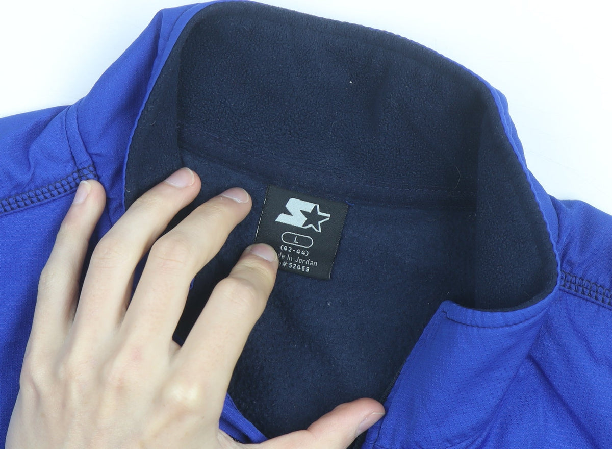 Starter Men's Blue 1/4 Zip Fleece Track Jacket Size L