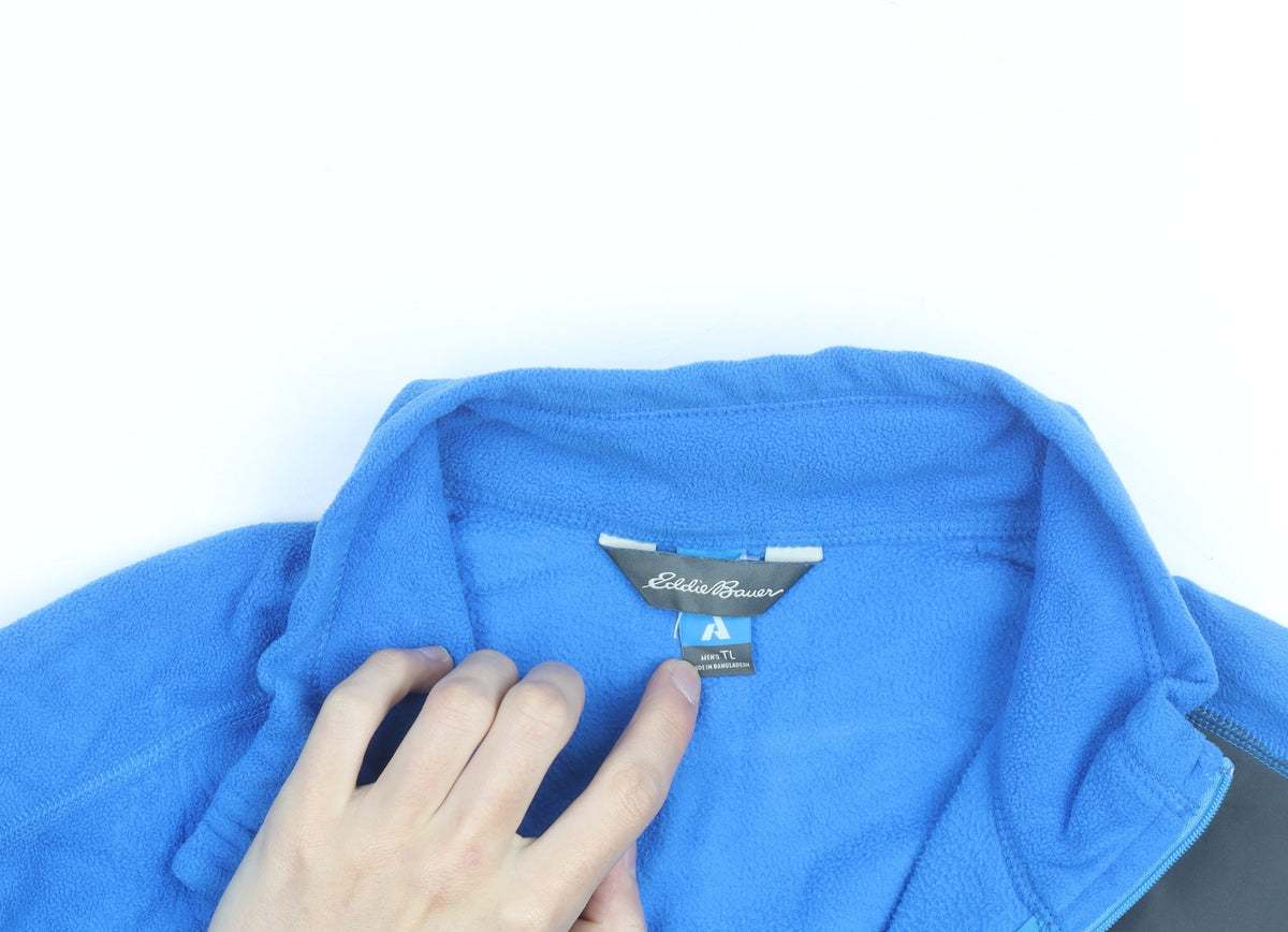 Eddie Bauer Men's Blue XL 1/4 Zip Fleece Sweatshirt Pullover