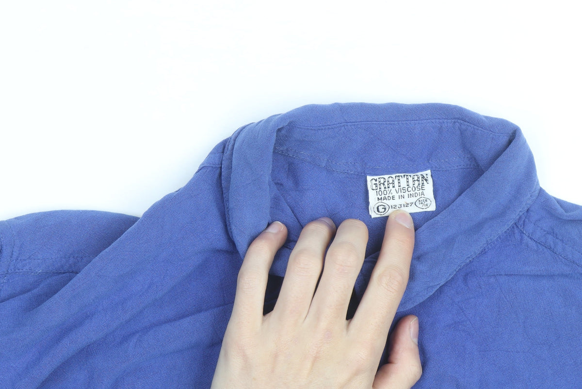Grattan Women Blue Viscose Long Sleeve Relaxed Button-Up Shirt Size 14