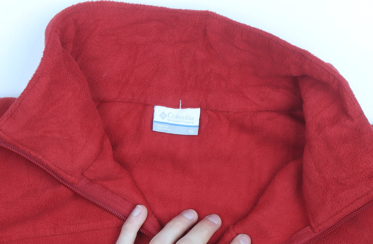 Columbia Men's Red Fleece Full Zip Jacket XL Outdoor Hiking