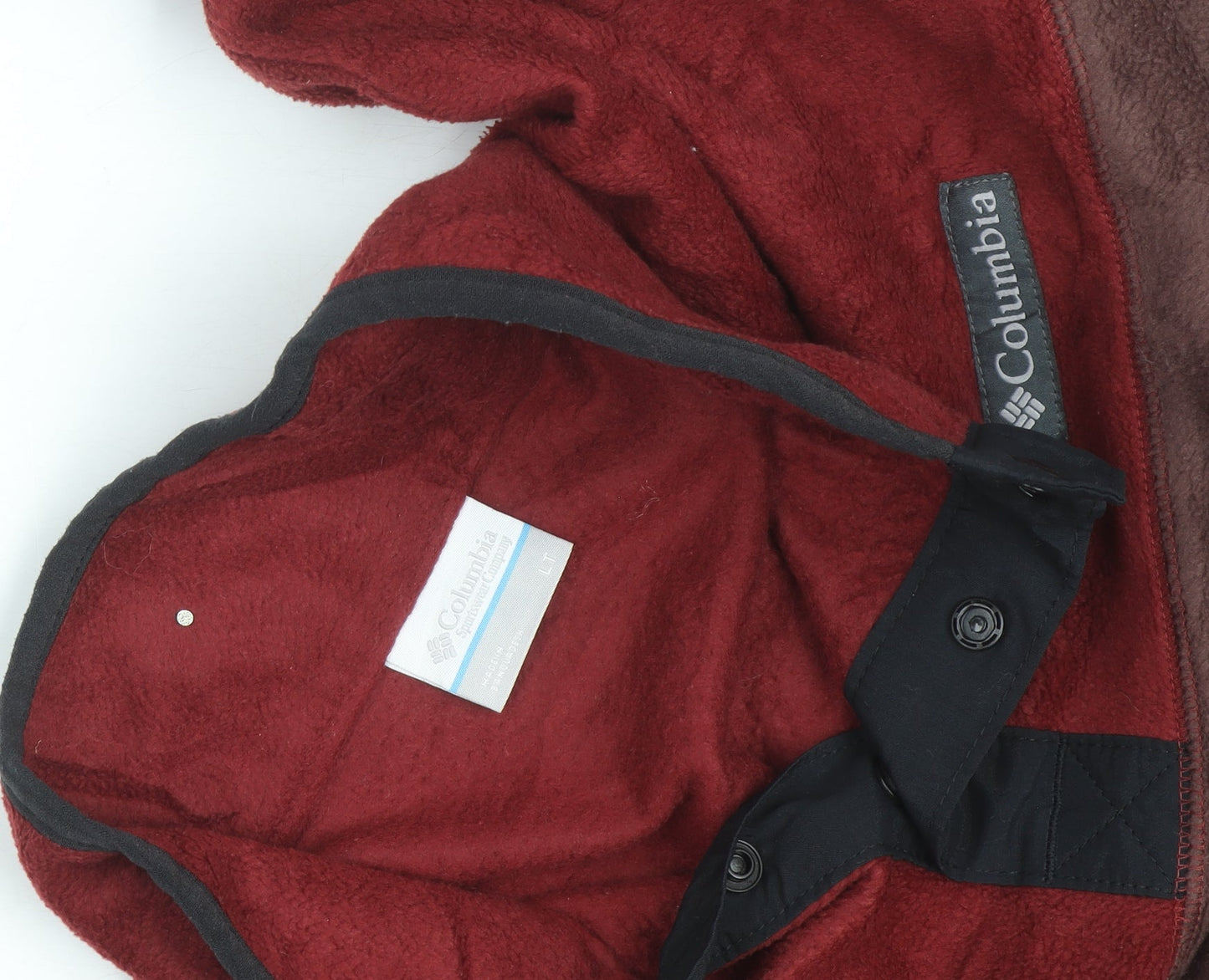 Columbia Men’s Red Brown Fleece Henley Sweatshirt Size L
