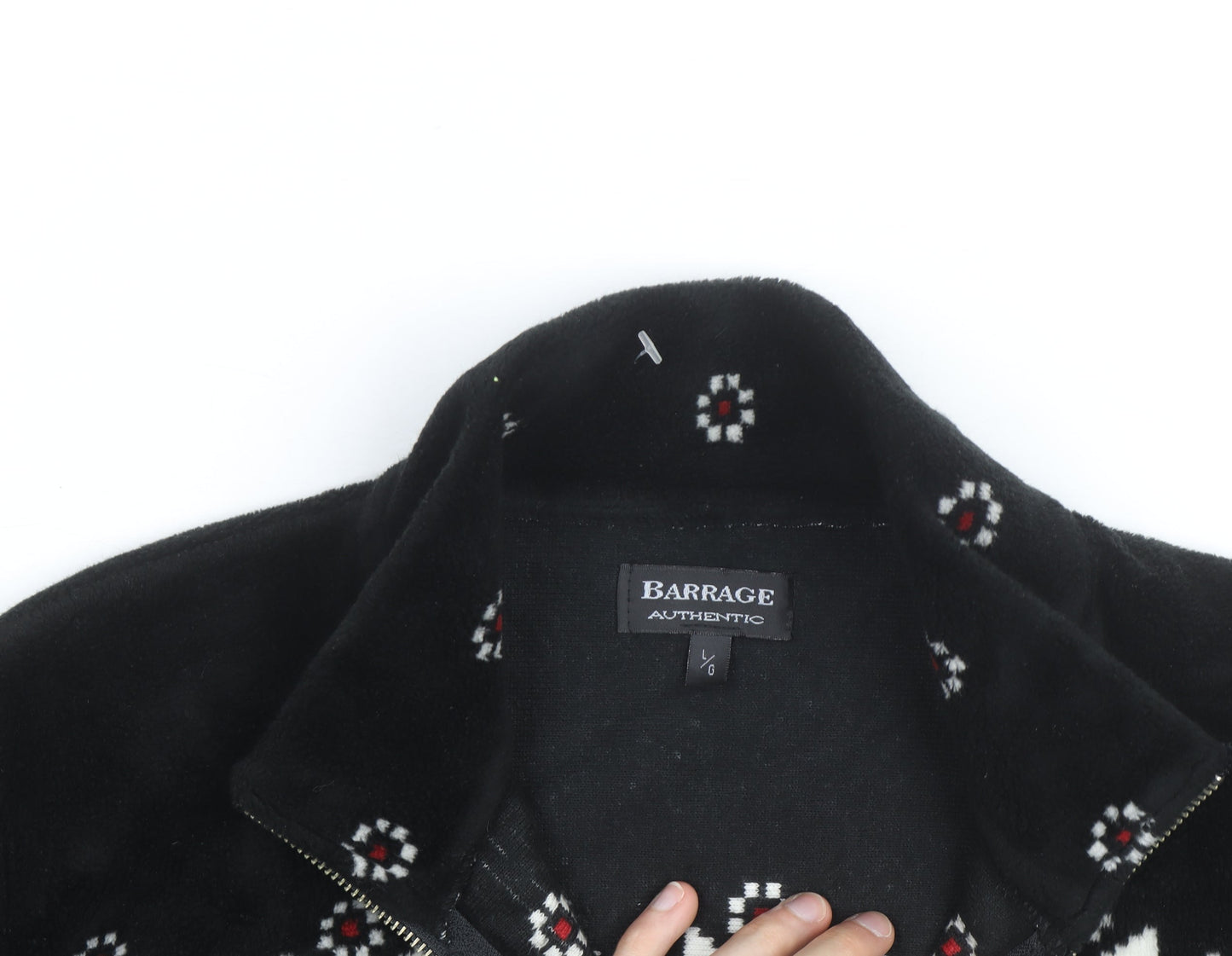 Barrage Men’s Black Snowflake Fleece Jacket L Winter Zip Up